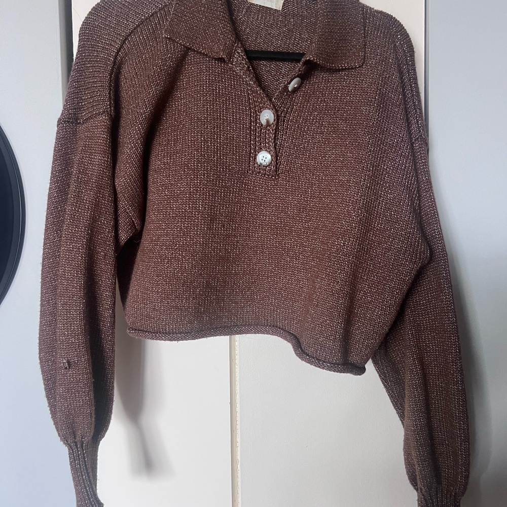 Brown Cropped ALTARD STATE Women's Sweater SIZE SMALL